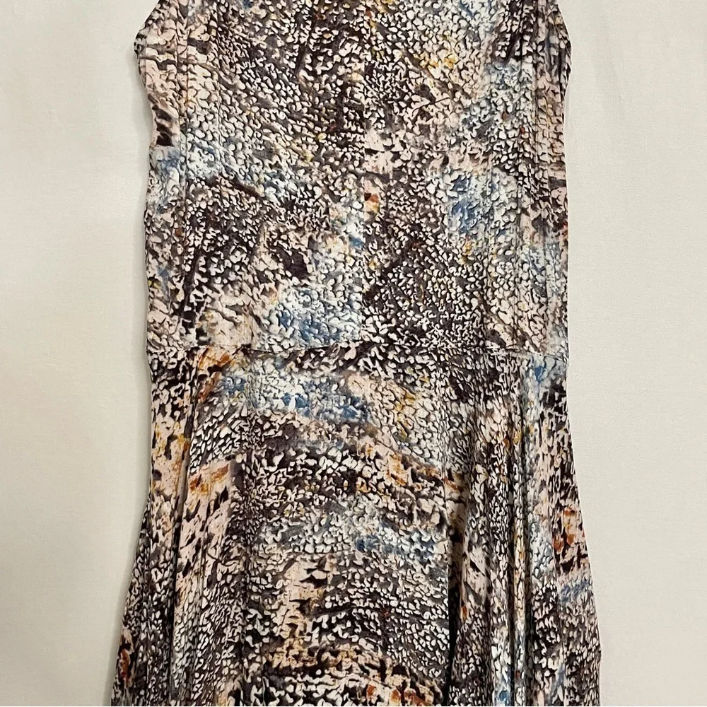 DKNY Boho Printed Midi Dress Artsy Handkerchief Hemline - Picture 12 of 15